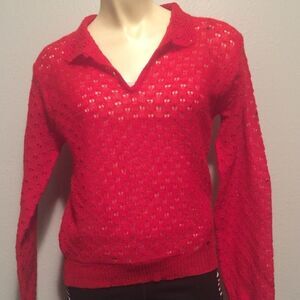 Eclipse knitted jeweled red sweater Medium